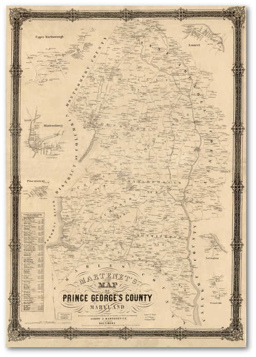 Martenet's 1861 Prince Georges County map