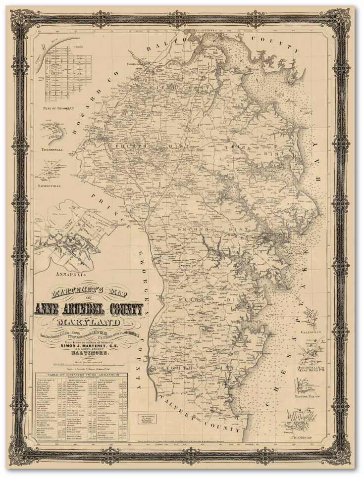 Martenet's 1860 Anne Arundel County map